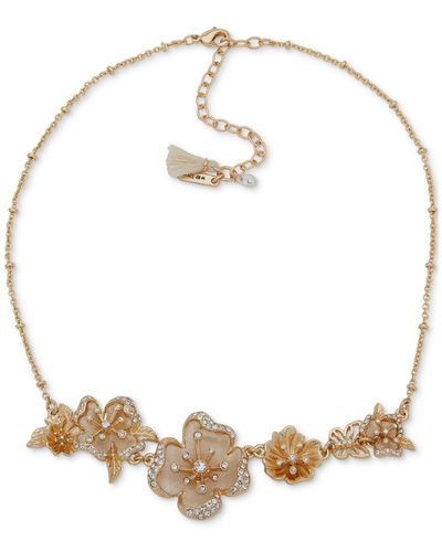 Lonna & Lilly Gold-tone Crystal Flower Frontal Necklace - Metallic