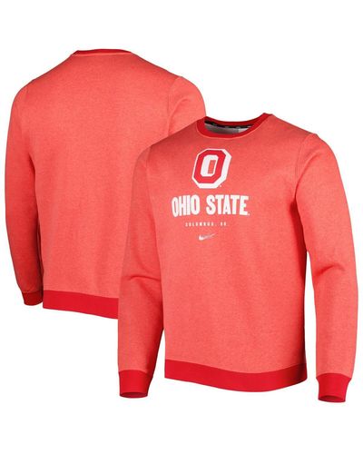 Nike Heathered Ohio State Buckeyes Vault Stack Club Fleece Pullover Sweatshirt
