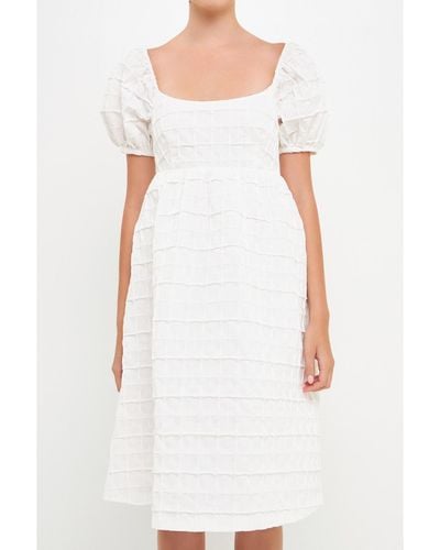 Endless Rose Texture Midi Dress - White