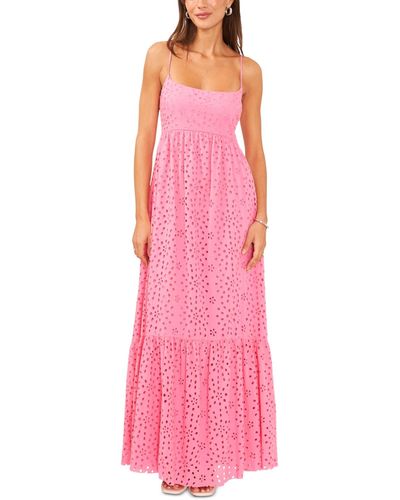 1.STATE Eyelet Embroidered Cotton Maxi Dress - Pink