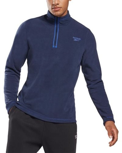 Reebok Weiss Slim-fit Polar Fleece Quarter-zip Sweatshirt - Blue