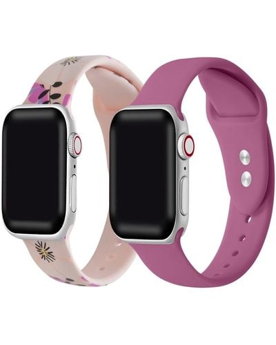 The Posh Tech And Purple Floral And Purple 2 Piece Silicone Band For Apple Watch 38mm - Pink