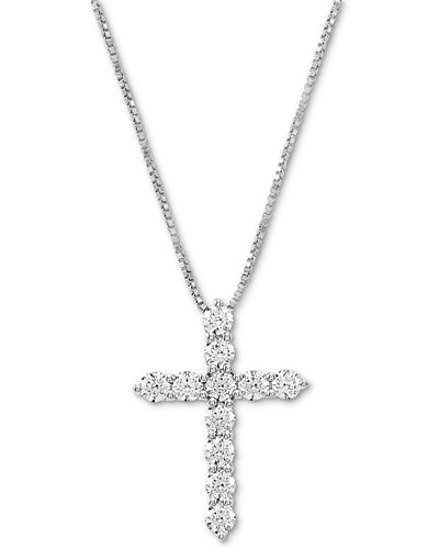 Arabella Cubic Zirconia Cross 18" Pendant Necklace - Metallic