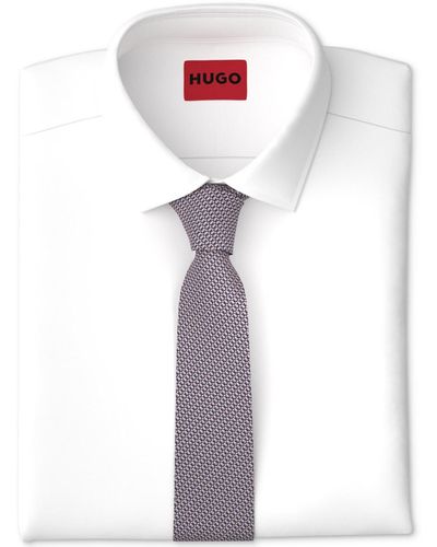 BOSS Hugo By Skinny Silk Jacquard Tie - White