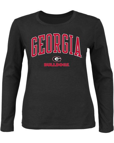 Profile Georgia Bulldogs Plus Size Arch Over Logo Crew Neck Long Sleeve T-shirt - Black
