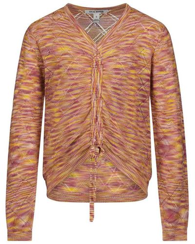 Steve Madden Girls Space Dye V-neck Cinch Front Pullover Sweater - Brown