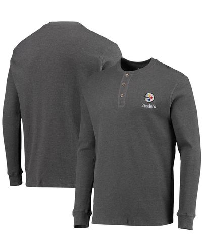 Dunbrooke Pittsburgh Steelers Logo Maverick Thermal Henley Long Sleeve T-shirt - Gray