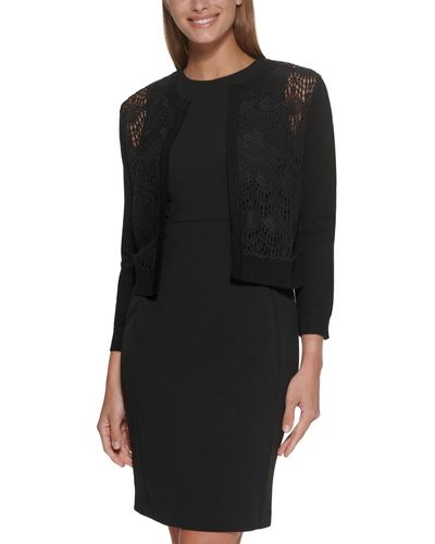 DKNY Lace-front Open-front Cardigan - Black