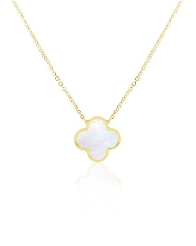 The Lovery Extra Large Mother Of Pearl Single Clover Necklace - Metallic