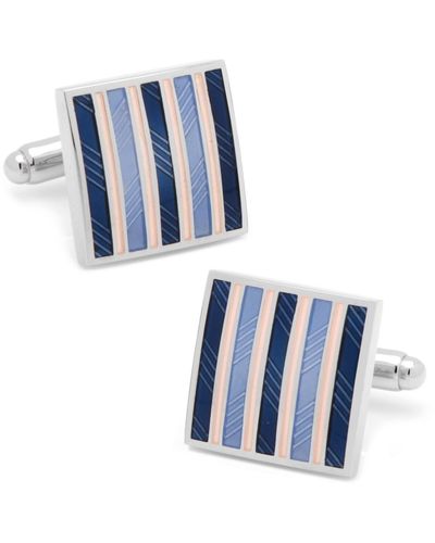 Cufflinks Inc. Pink And Navy Striped Square Cufflinks - Blue