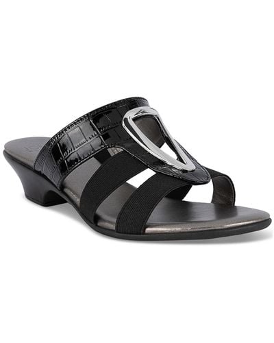 Jones New York Engle Slip-on Strappy Embellished Sandals - Black