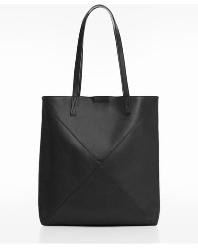 Mango Leather Shopper Bag - Black