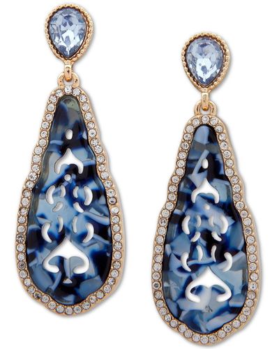 Lonna & Lilly Gold-tone Faceted Teardrop Earrings - Blue