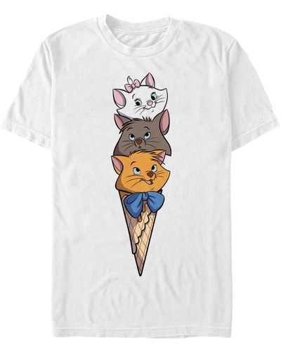 Fifth Sun Kitten Ice Cream Short Sleeve T-shirt - White