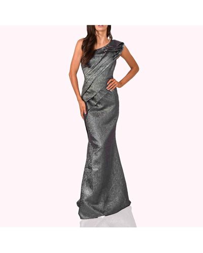 Terani One Shoulder Shiny Metallic Mermaid Dress in White Lyst
