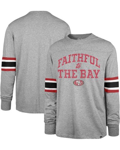 '47 Distressed San Francisco 49ers Faithful To The Bay Cover Two Brex Long Sleeve T-shirt - Gray