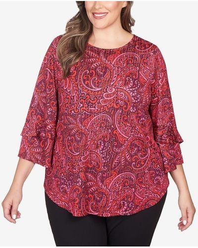 Ruby Rd. Plus Size Paisley Dew Drop Knit Top - Red