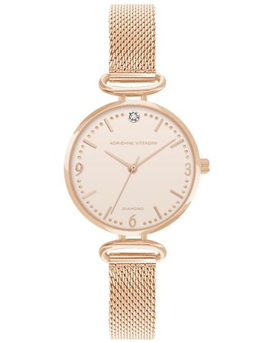 Adrienne Vittadini Rose Gold-tone Metal Strap Watch 34mm - Metallic