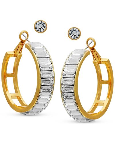 Guess Gold-tone 2-pc. Set Crystal Stud & Hoop Earrings - Metallic