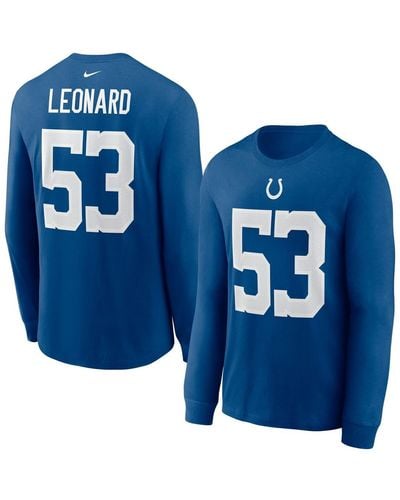 Nike Darius Leonard Indianapolis Colts Player Name And Number Long Sleeve T-shirt - Blue