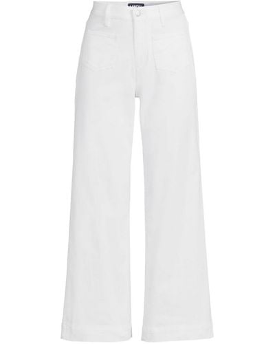 Lands' End High Rise Patch Pocket Wide Leg Chino Crop Pants - White