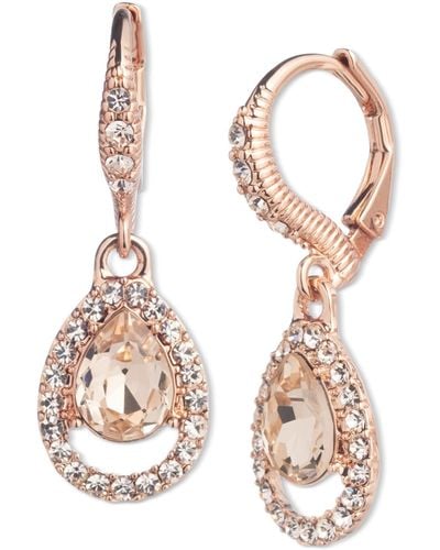 Givenchy Rose Gold-tone Pave & Pear-shape Crystal Drop Earrings - Pink