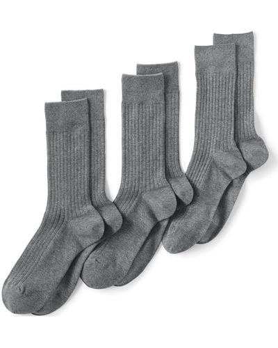 Lands' End Seamless Toe Cotton Rib Dress Socks (3-pack) - Gray