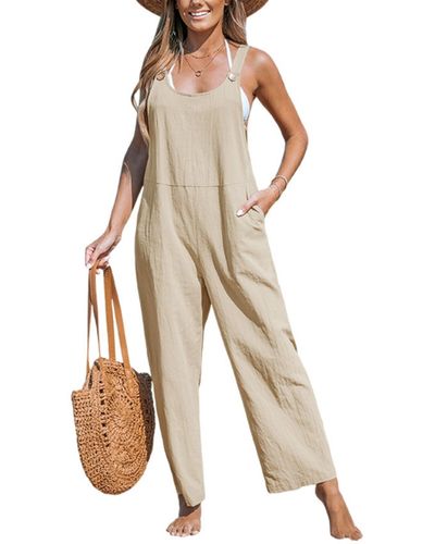 CUPSHE Tapered Pinafore Jumpsuit - Natural