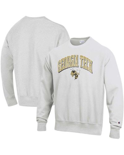 Champion Grey Georgia Tech Yellow Jackets Arch Over Logo Reverse Weave Pullover Sweatshirt