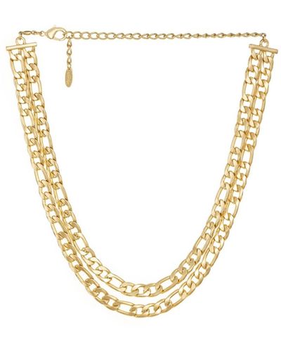 Ettika Double Plated Figaro Chain Link Necklace - Metallic