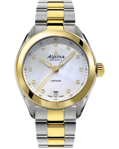 Alpina Swiss Comtesse Diamond-accent Two-tone Stainless Steel Bracelet Watch 34mm - Metallic