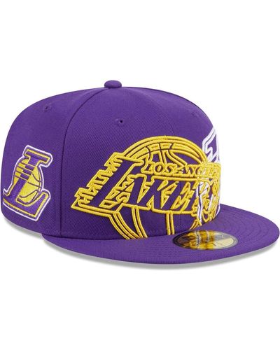 KTZ Los Angeles Lakers Game Day Hollow Logo Mashup 59fifty Fitted Hat - Purple
