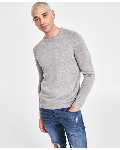 INC International Concepts Regular-fit Textured Crewneck Sweater - Gray
