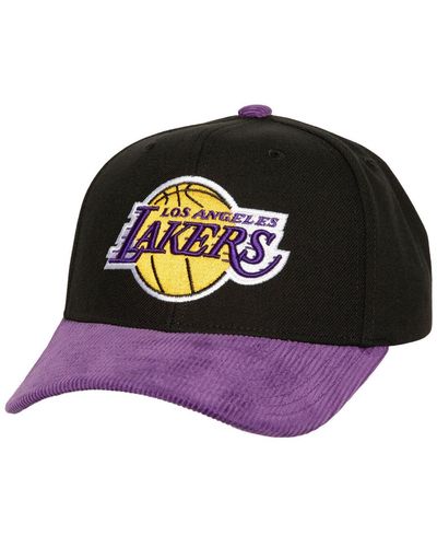 Mitchell & Ness Distressed Los Angeles Lakers Corduroy Pro Crown Adjustable Hat - Purple