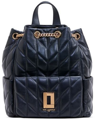 Karl Lagerfeld Lafyette Small Quilted Leather Backpack - Blue