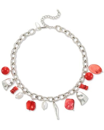 Style & Co. Mixed-metal Beaded Charm Necklace - Red