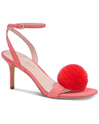 Kate Spade Amour Pom Pom Ankle-strap Dress Sandals - Red