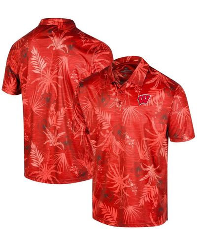 Colosseum Athletics Wisconsin Badgers Big And Tall Palms Polo Shirt - Red