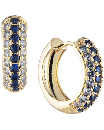 Bonheur Jewelry Addison Blue Crystal Mini Hoop Earrings - Metallic