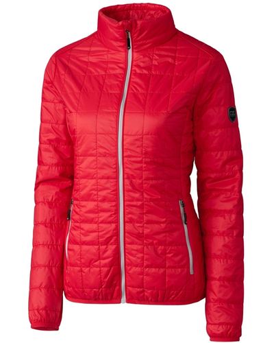 Cutter & Buck Plus Size Rainier Primaloft Eco Insulated Full Zip Puffer Jacket - Red