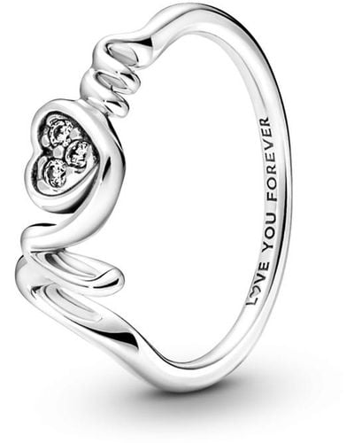 PANDORA Cubic Zirconia Moments Mom Pave Heart Ring - White