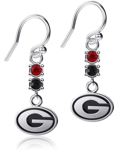Dayna Designs Georgia Bulldogs Dangle Crystal Earrings - White