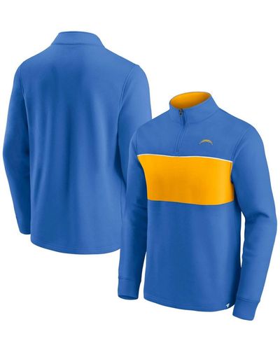 Fanatics Powder Blue And Gold Los Angeles Chargers Block Party Quarter-zip Jacket