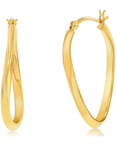 Simona Sterling Silver Or Plated Over Sterling Silver 35mm Oval Twist Hoop Earrings - Metallic