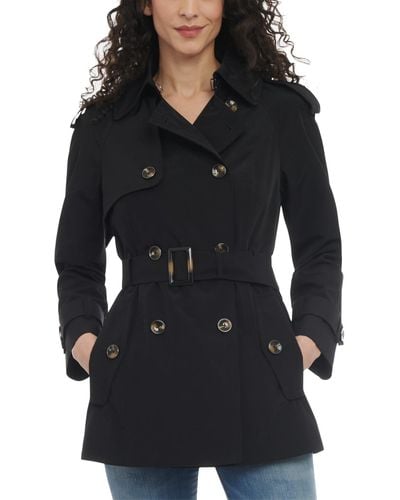 London Fog Double-breasted Belted Trench Coat - Black