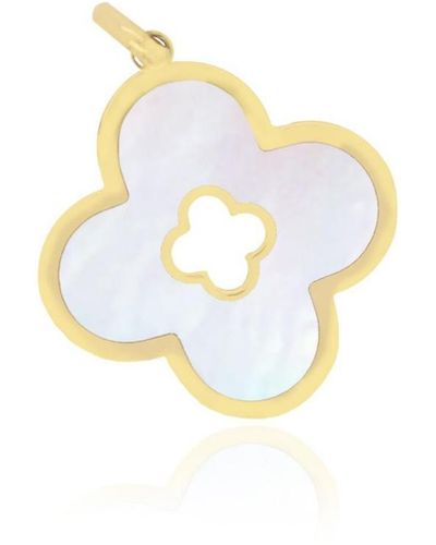 The Lovery Mother Of Pearl Clover Cut Out Charm - Metallic