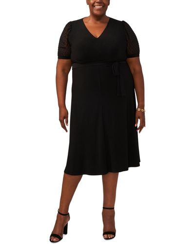 Msk Plus Size Tie-front Midi Dress - Black