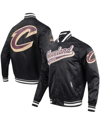 Pro Standard Cleveland Cavaliers Script Tail Full-snap Satin Varsity Jacket - Black