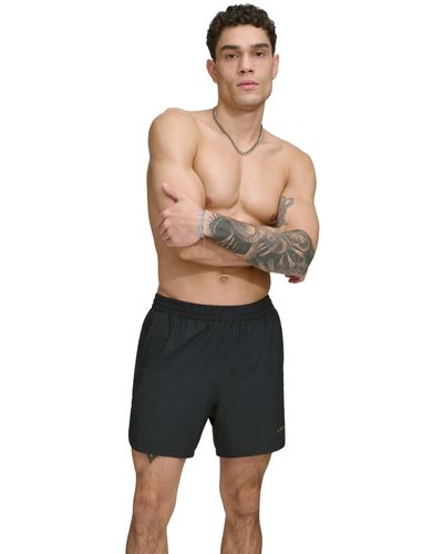DKNY Tonal Logo Stretch 5" Volley Shorts - Black