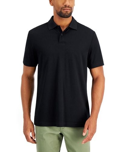 Alfani Regular-fit Solid Supima Blend Cotton Polo Shirt - Black
